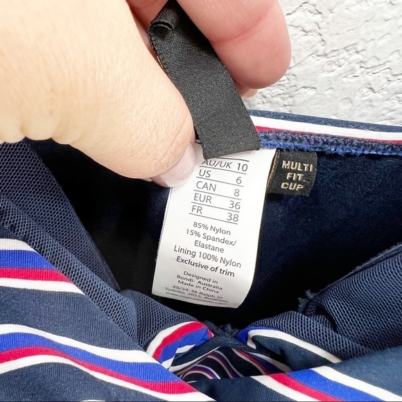 Niptuck Sailor Stripe Navy Cross Front One Piece Swimsuit Size US 6 NWT - Picture 6 of 10